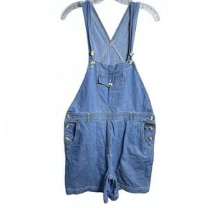 Vintage 100% Cotton Solutions Denim Short Overalls Women's Small